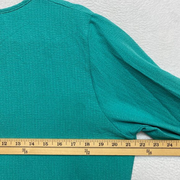 EKOUAER Blouse Womens L Teal Long Sleeve Button Front NWT - Picture 8 of 10